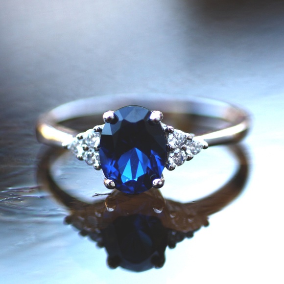 Handcrafted Sapphire Ring Solid Sterling Silver 925 , September birthstone - Picture 11 of 11